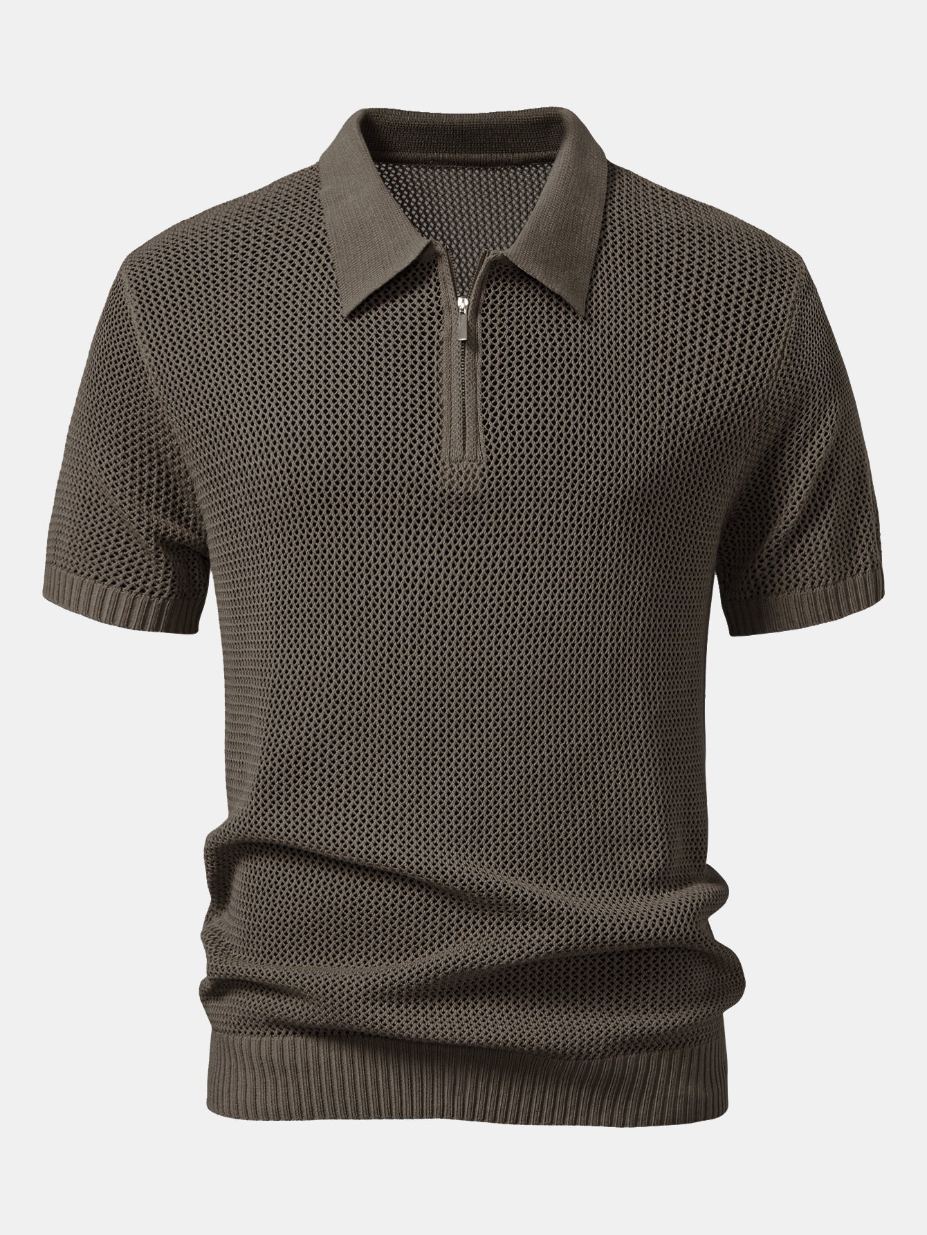 Polo Homme Aéré avec Zip – Chemise en Maille Confortable pour Temps Chaud, Silhouette Minimaliste 6