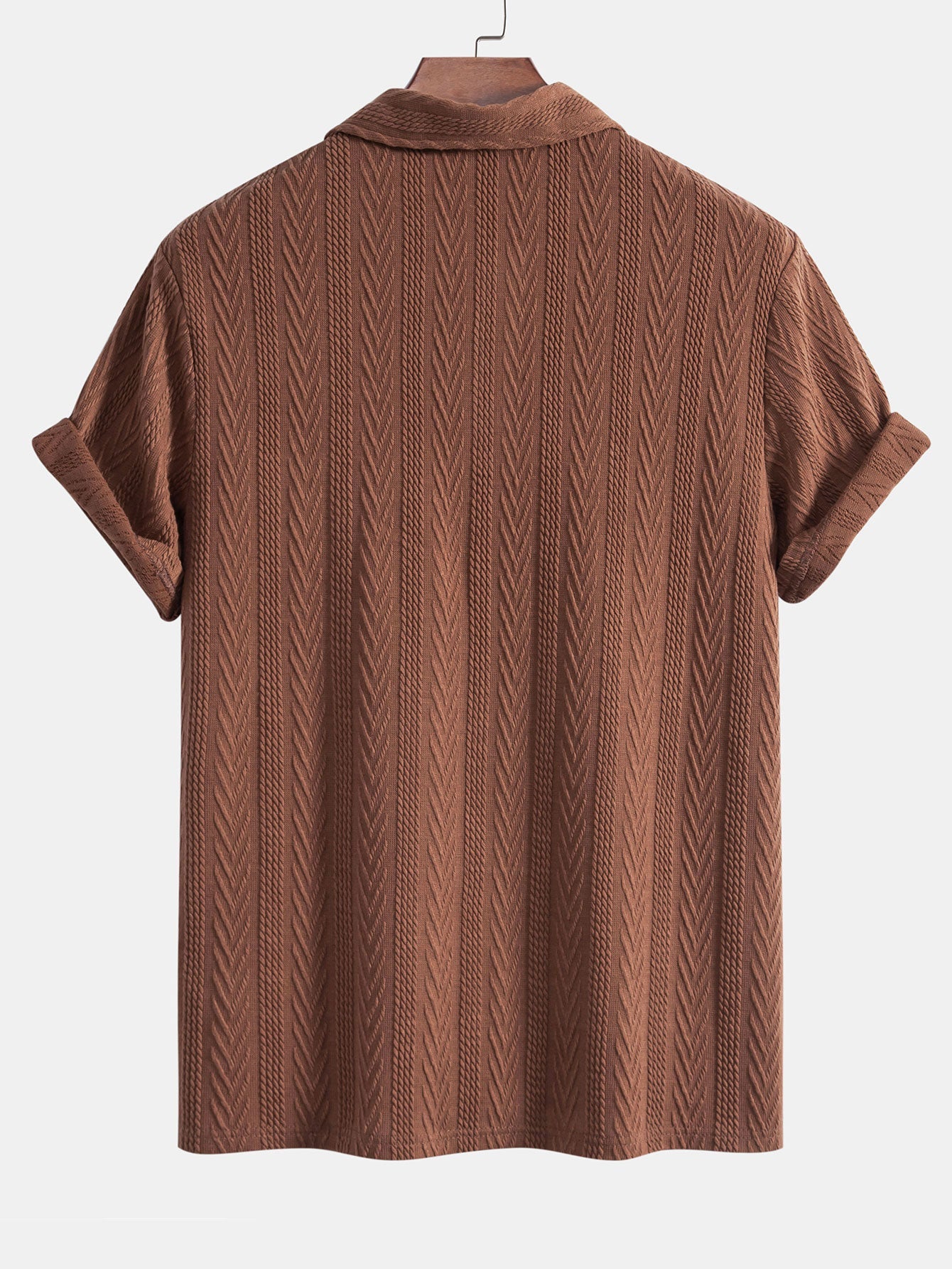 Polo Homme Manche Longue en Jacquard Géométrique - Confort en Polyester et Spandex, Couleur Élégante 1