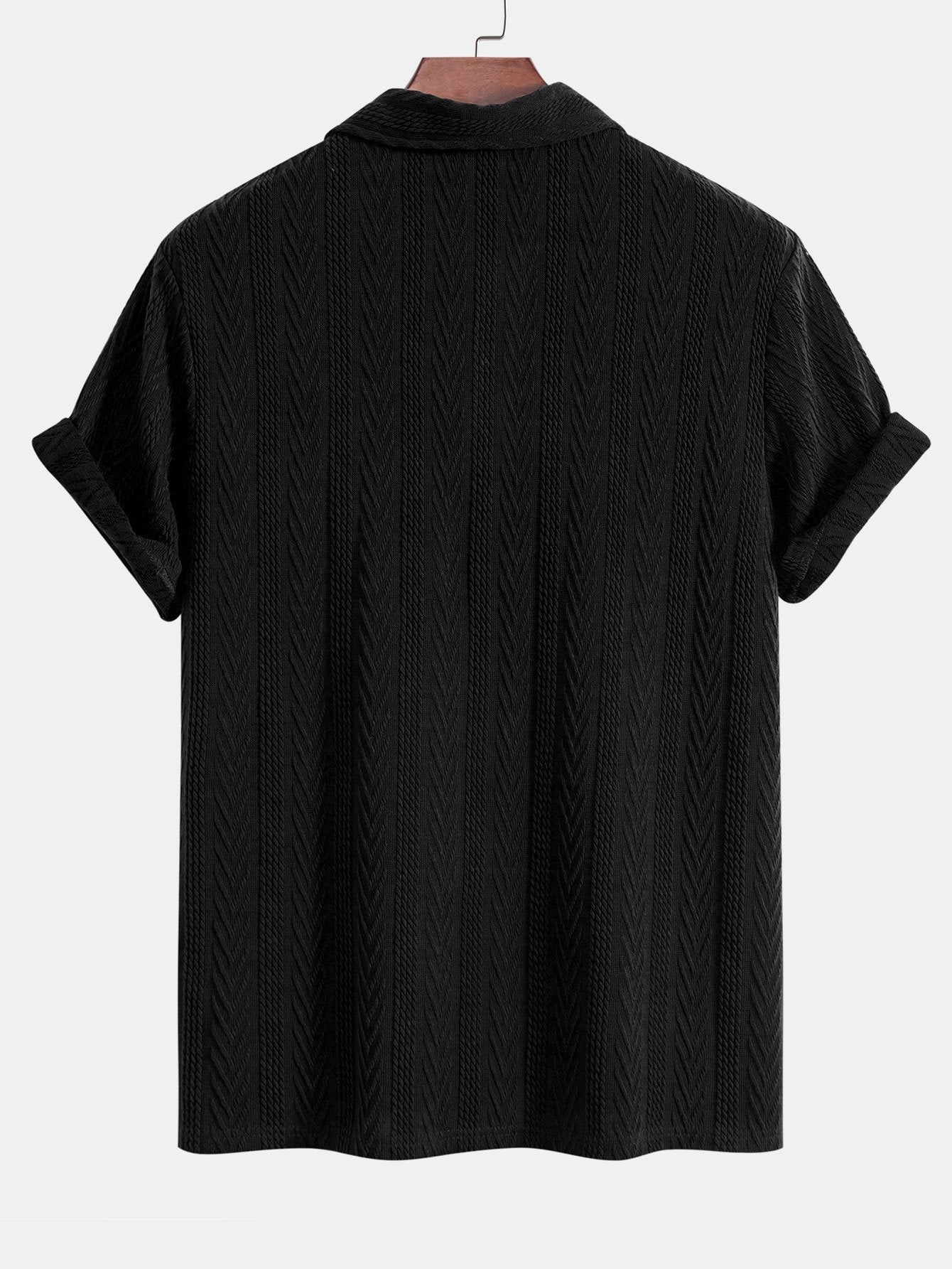 Polo Homme Manche Longue en Jacquard Géométrique - Confort en Polyester et Spandex, Couleur Élégante 5