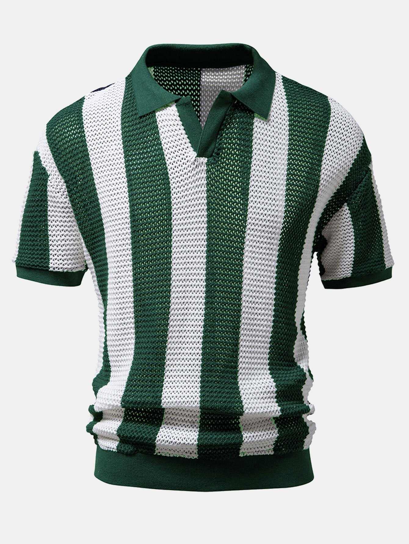 Polo Homme Tricoté à Rayures, 100% Polyester, Coupe Standard pour Style Décontracté 1