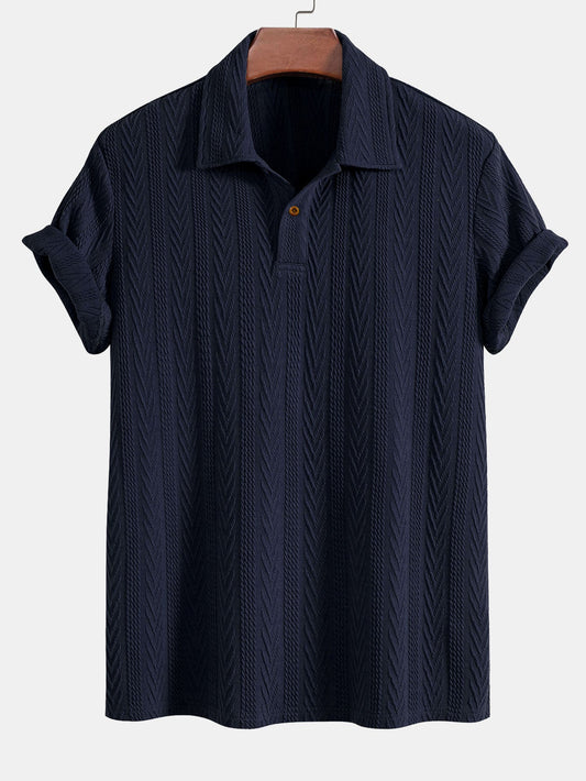 Polo Homme à Manches Courtes en Jacquard de Coton Soie – Confort et Élégance, Coupe Régulière, Plusieurs Tailles Disponibles 0