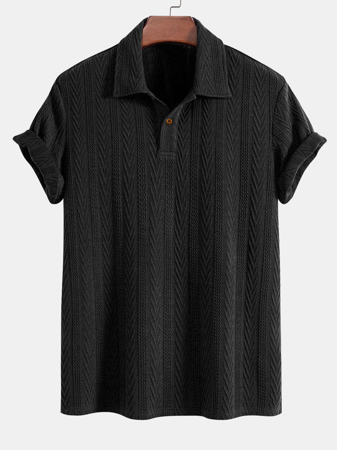 Polo Homme à Manches Courtes en Jacquard de Coton Soie – Confort et Élégance, Coupe Régulière, Plusieurs Tailles Disponibles 2