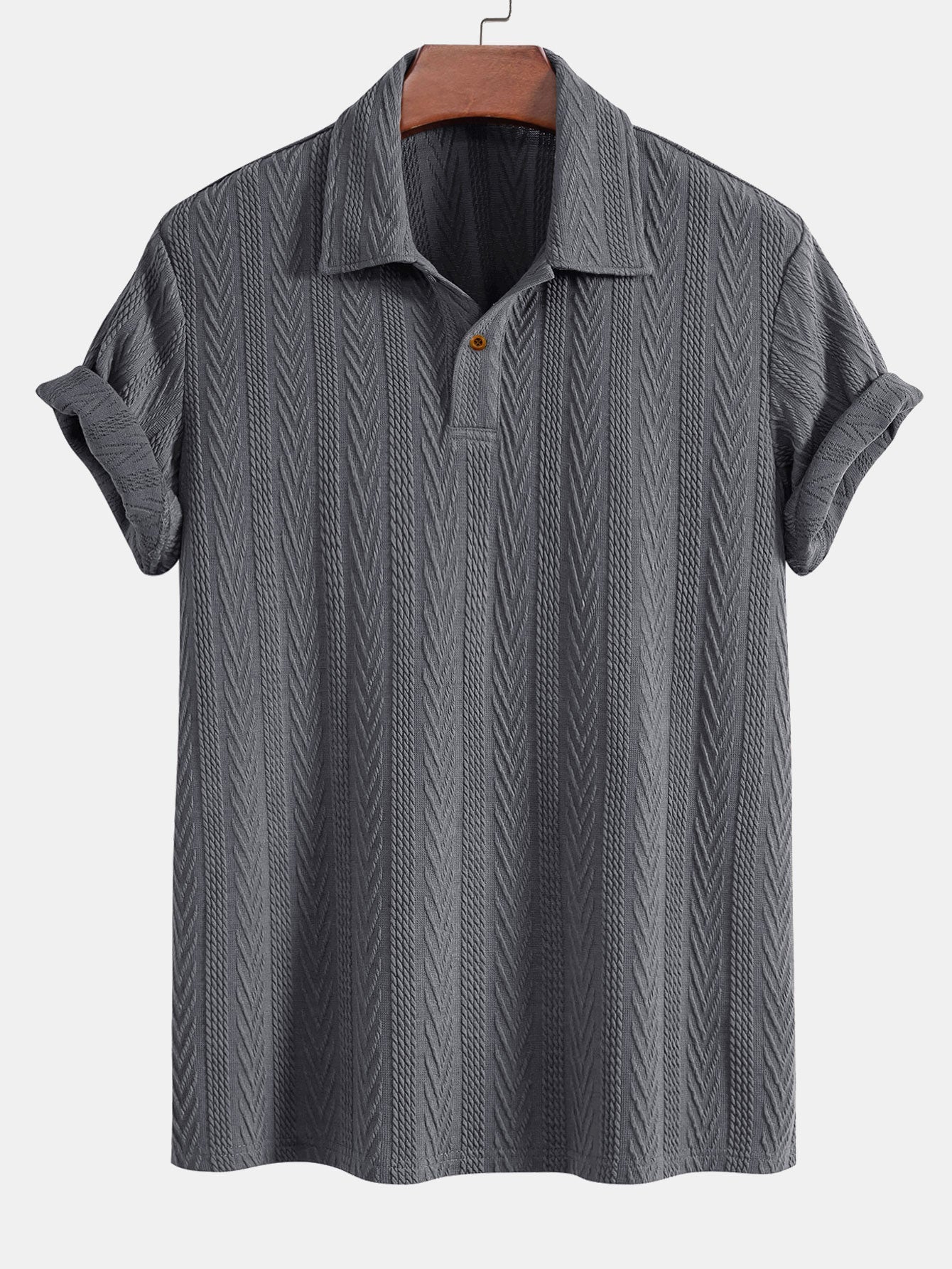 Polo Homme à Manches Courtes en Jacquard de Coton Soie – Confort et Élégance, Coupe Régulière, Plusieurs Tailles Disponibles 3