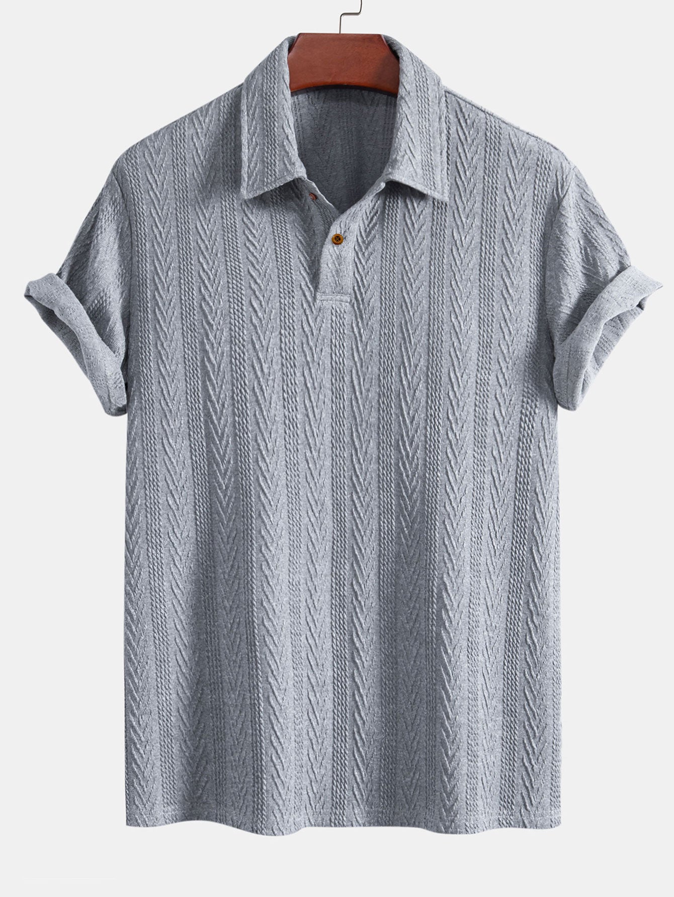 Polo Homme à Manches Courtes en Jacquard de Coton Soie – Confort et Élégance, Coupe Régulière, Plusieurs Tailles Disponibles 4