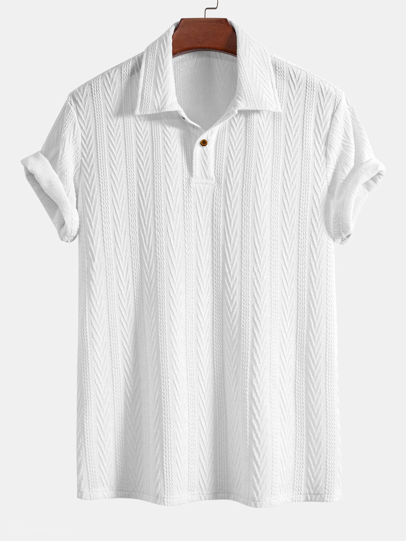 Polo Homme à Manches Courtes en Jacquard de Coton Soie – Confort et Élégance, Coupe Régulière, Plusieurs Tailles Disponibles 7