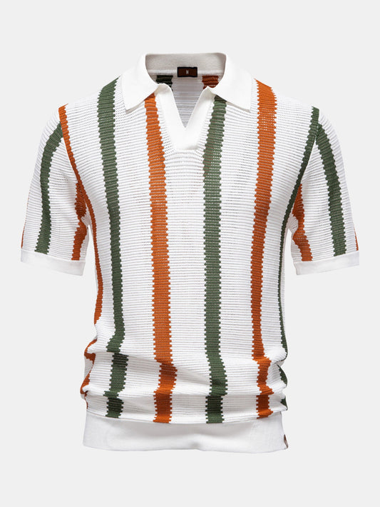 Polo Homme à Rayures Contrastées, Col Classique, Tissu Doux et Respirant – Confort Élégant pour Toutes Occasions 0