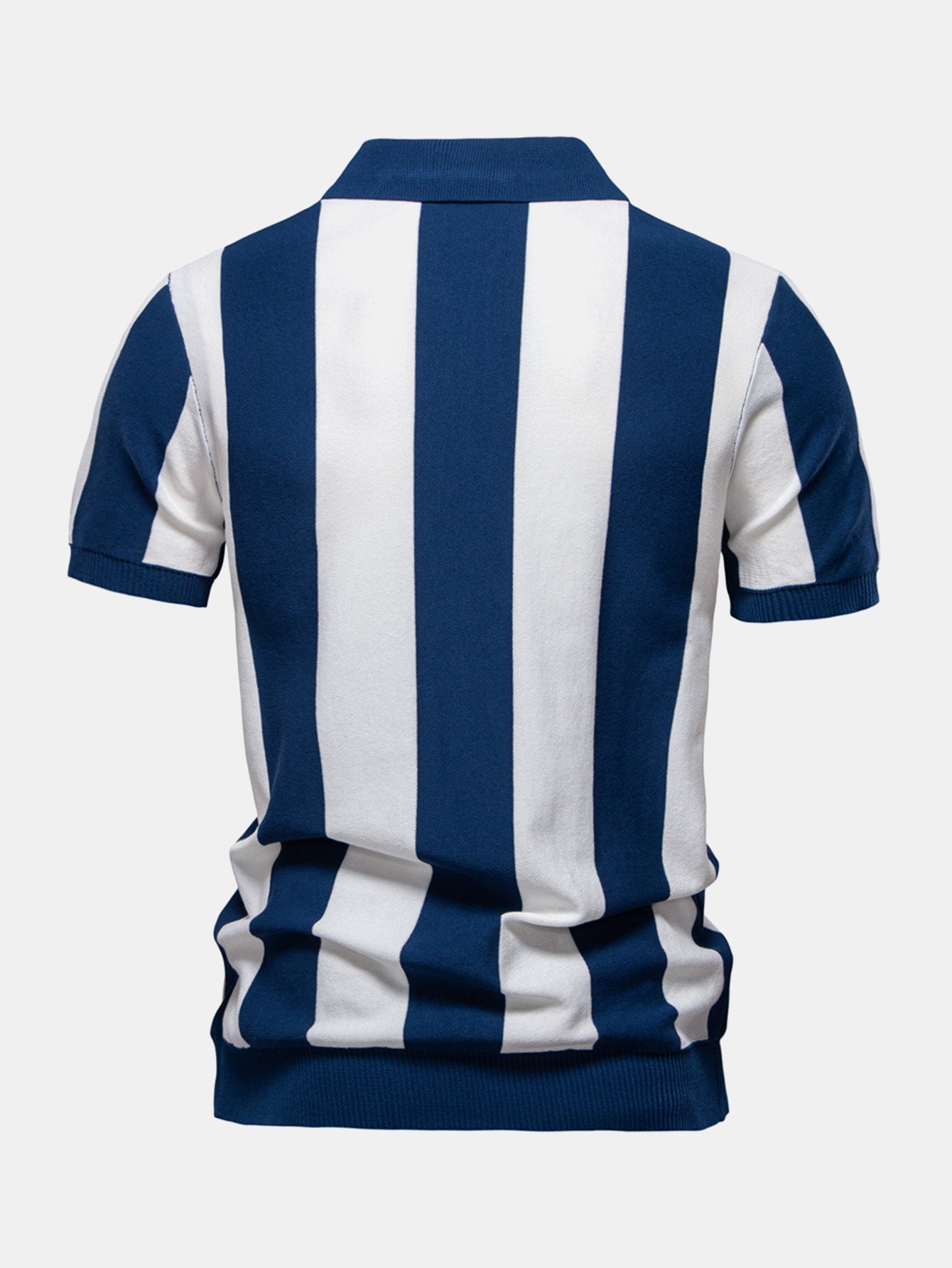 Polo Homme à Rayures en Tricot avec Col Zippé – Tissu Doux, Coupe Régulière et Entretien Facile 1