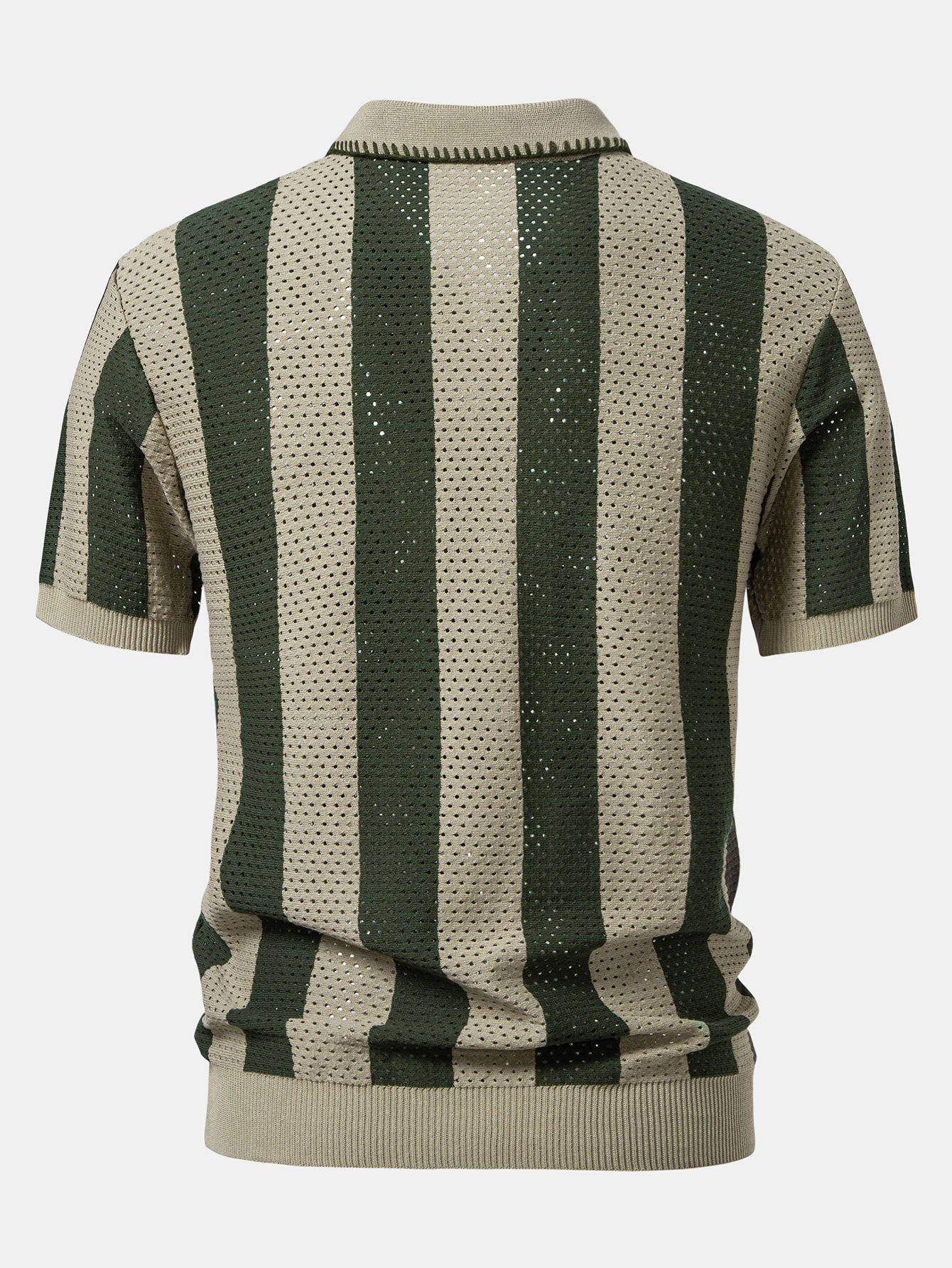 Polo Homme à Rayures en Tricot avec Col Zippé – Tissu Doux et Moderne, Coupe Régulière 1