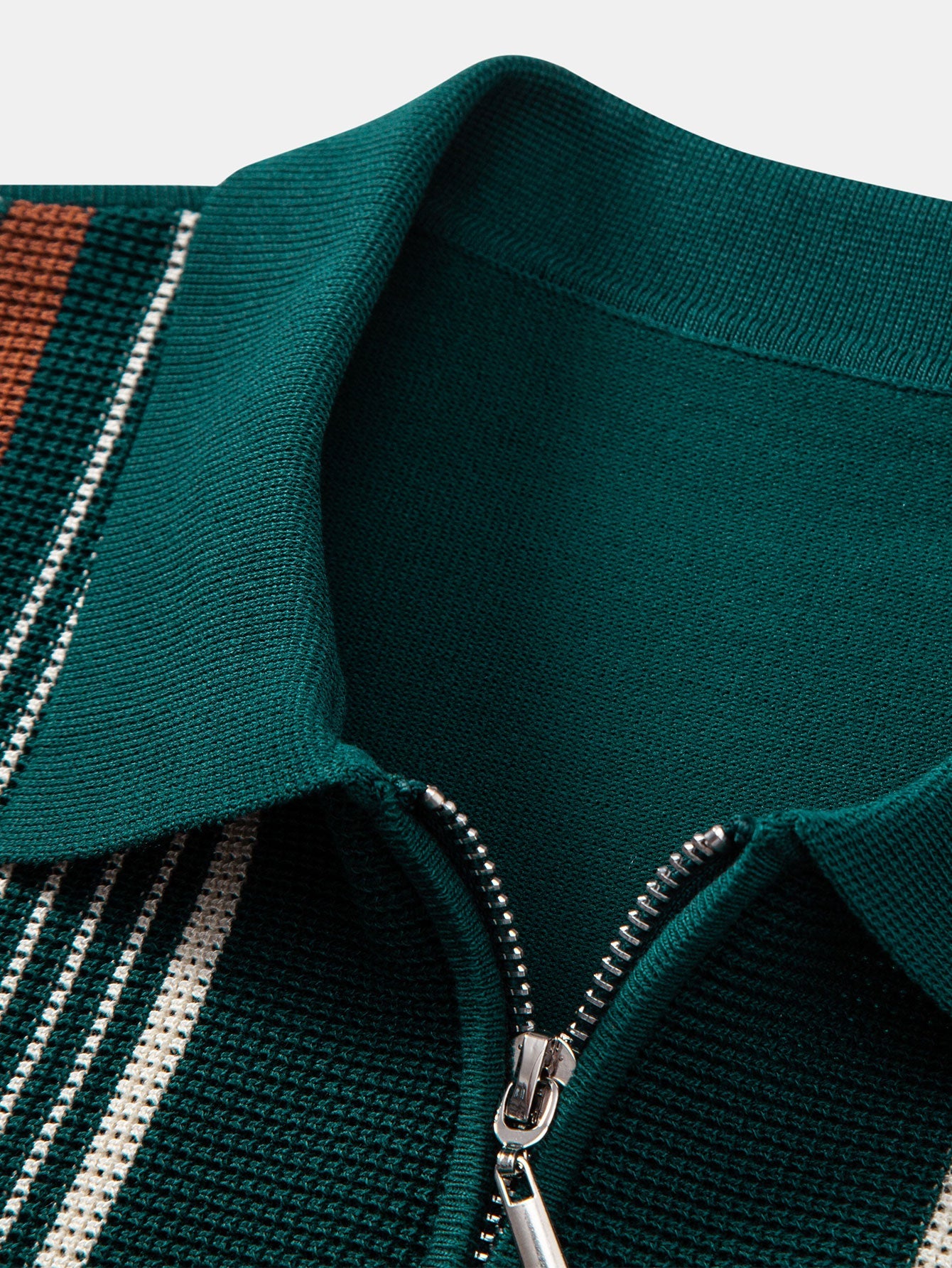 Polo Manche Longue Homme à Rayures en Tricot avec Fermeture Éclair – Confort et Élégance Décontractée 8