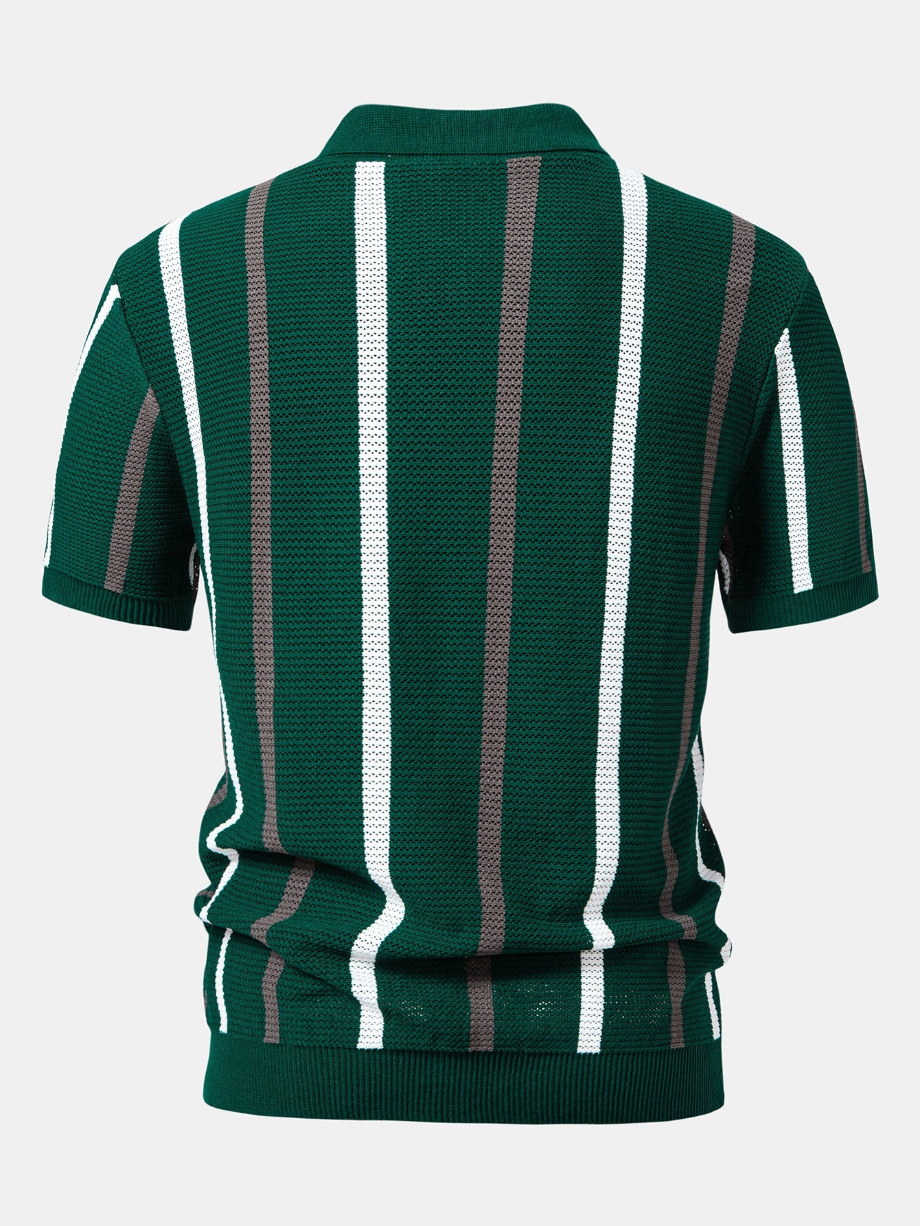 Polo à Rayures en Tricot avec Col Zippé – Tissu Doux et Coupe Régulière pour un Style Élégant 3